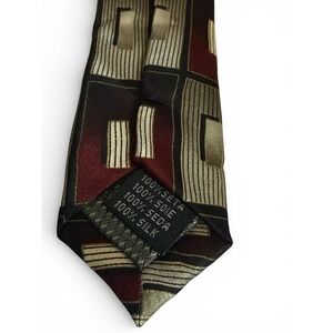 GIORGIO BRUTINI Collezione Silk Tie Geometric Burgundy Gold Classic Business